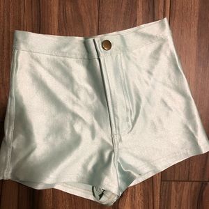 Sold Blue/green metallic high waist rave shorts